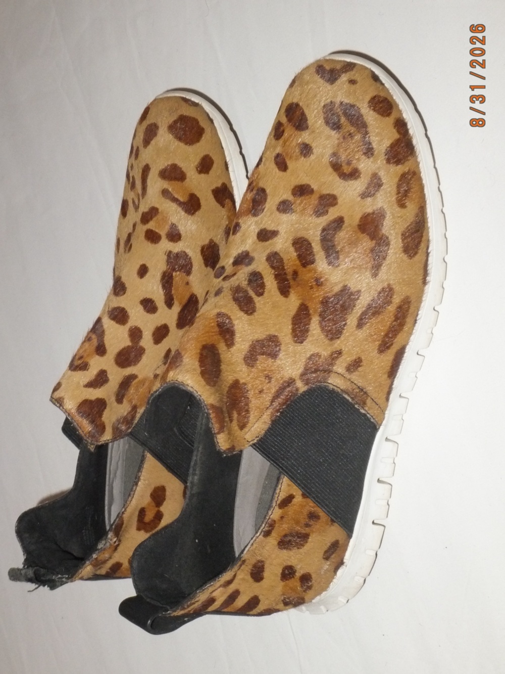 Cole Haan Leopard Print Slip-On Moccasins - Tan/Brown 7.5
